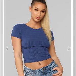 BLUE FASHION NOVA CROP TOP